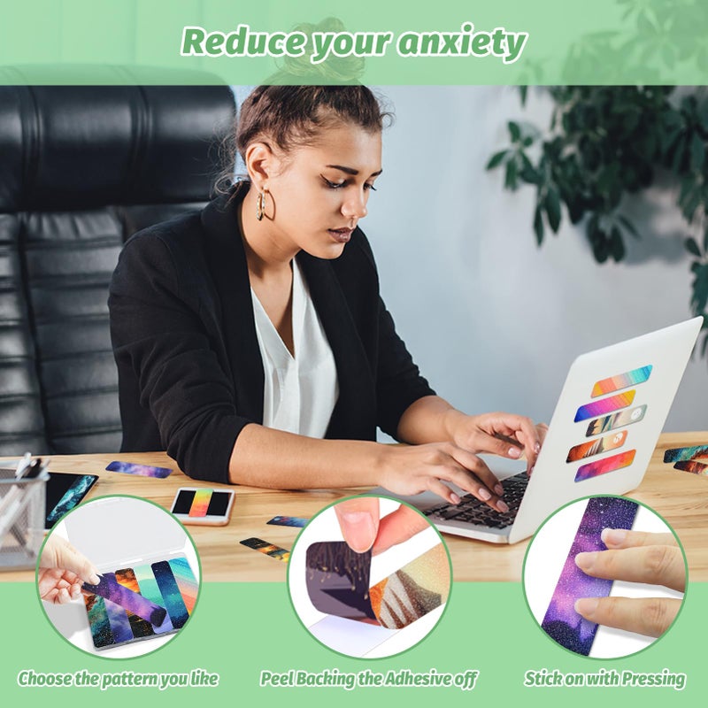 TOEMUR 72 Pieces Anxiety Sensory Stickers with Storage Box - Calming Stickers for ADHD - 2 Textured Surface Adhesives - Sensory Strips for Office & Classroom Desk Relieve Adult & Teen Stress - Image 4